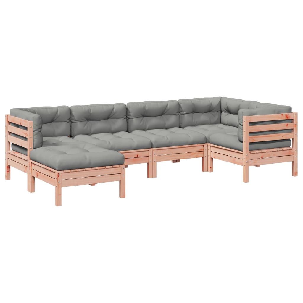 Salon de jardin 6 pcs et coussins bois massif sapin de douglas - XIOS