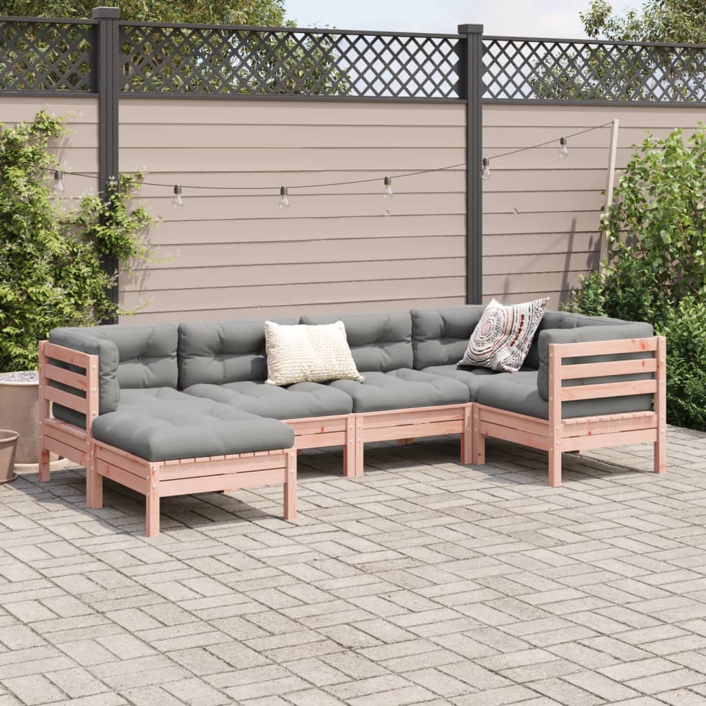 Salon de jardin 6 pcs et coussins bois massif sapin de douglas - XIOS