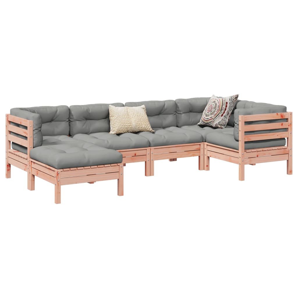 Salon de jardin 6 pcs et coussins bois massif sapin de douglas - XIOS