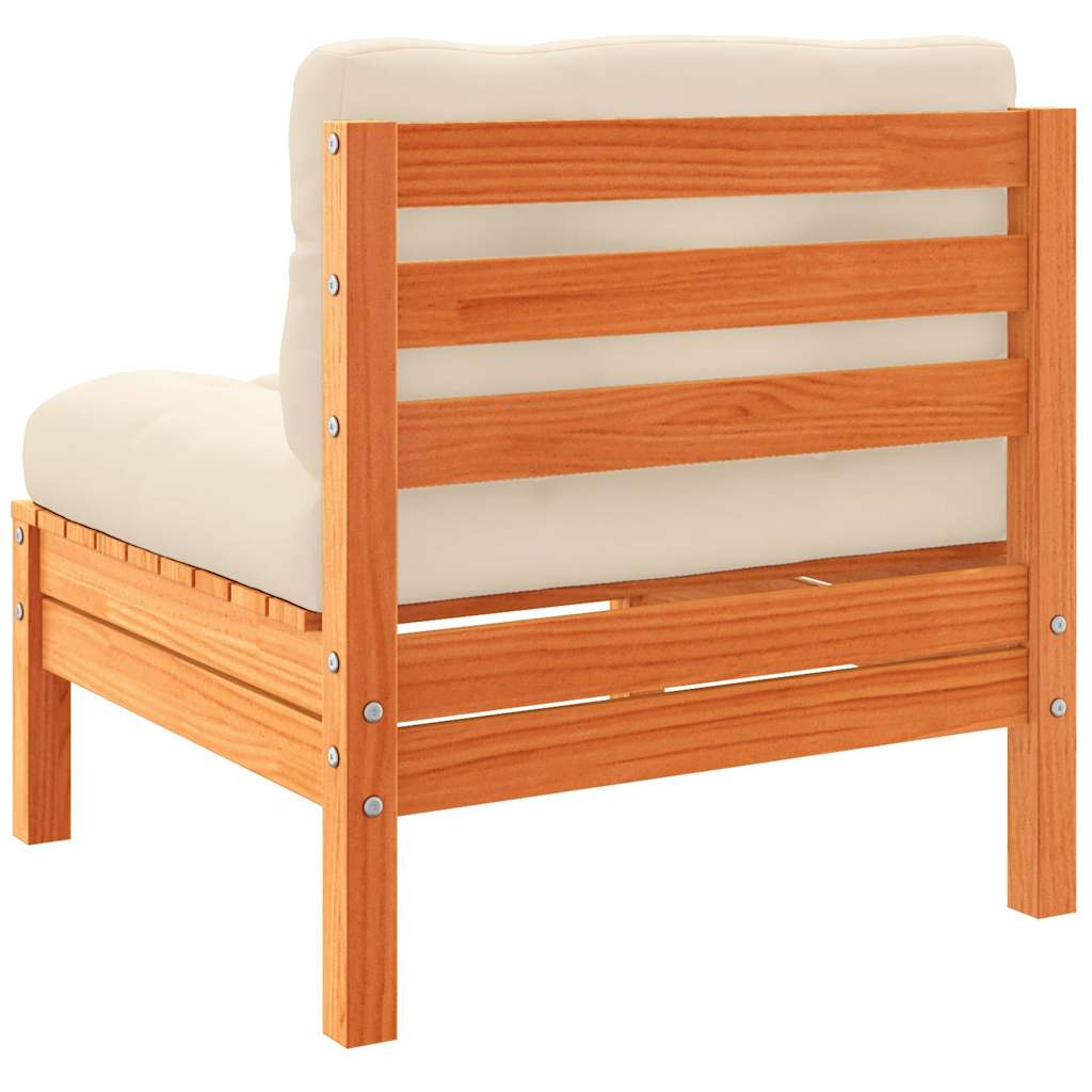 Salon de jardin 7 pcs avec coussins cire marron bois pin massif - XIOS