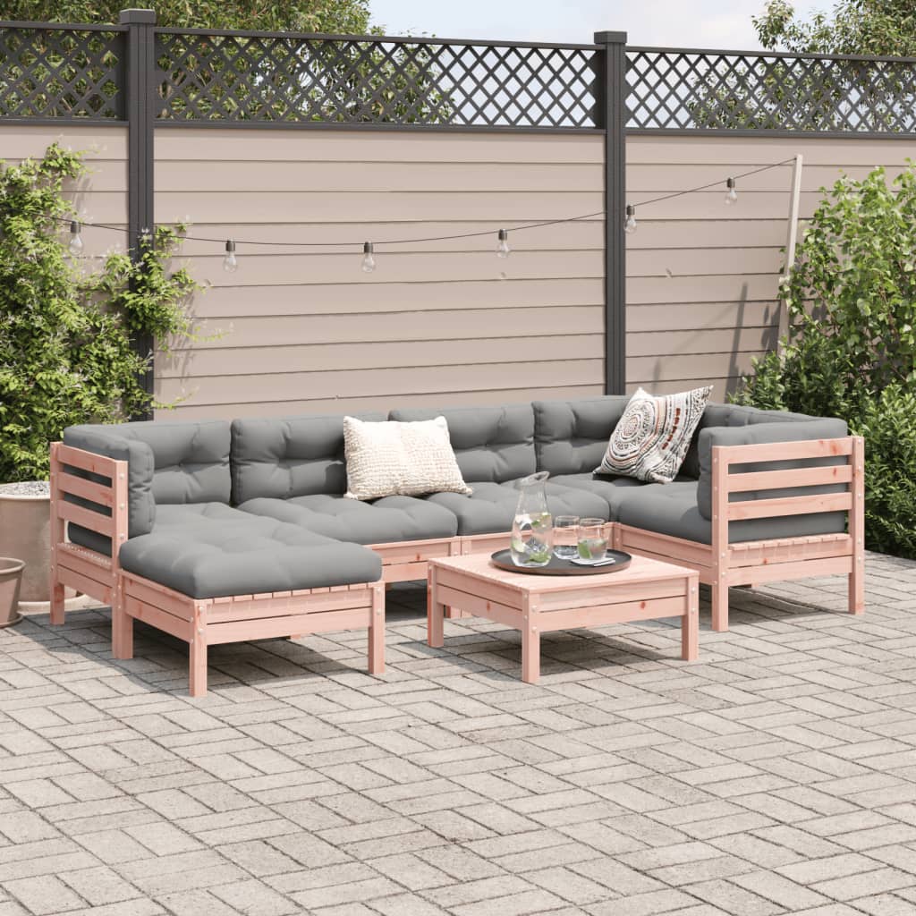 Salon de jardin 7 pcs et coussins bois massif sapin de douglas - XIOS