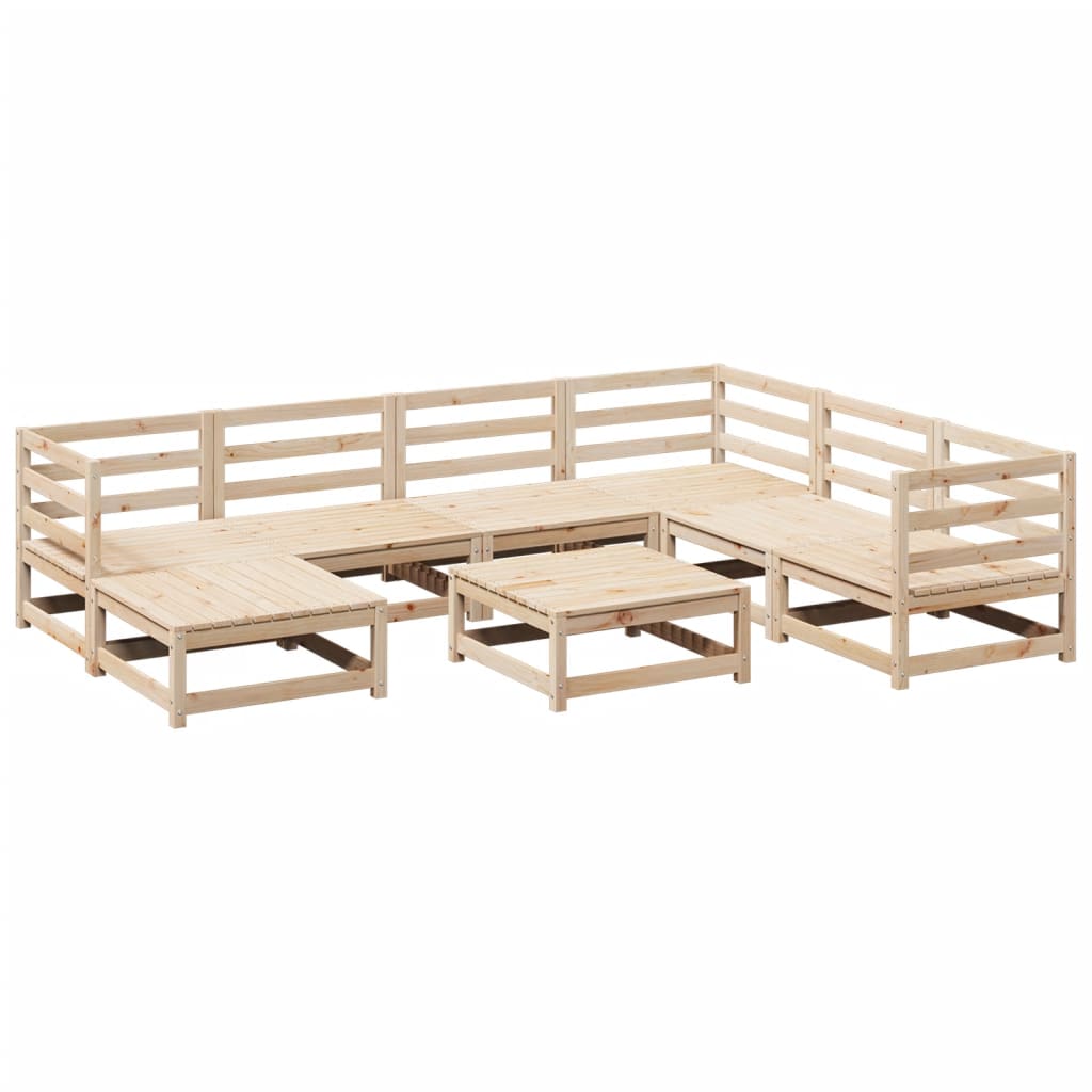 Salon de jardin 8 pcs bois de pin massif