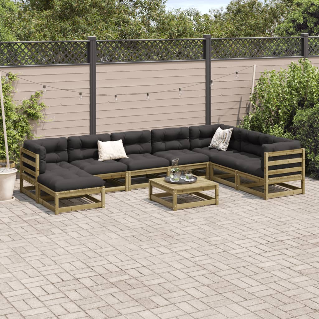 Salon de jardin 9 pcs bois de pin imprégné - XIOS