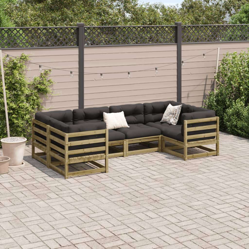 Salon de jardin 6 pcs bois de pin imprégné - XIOS