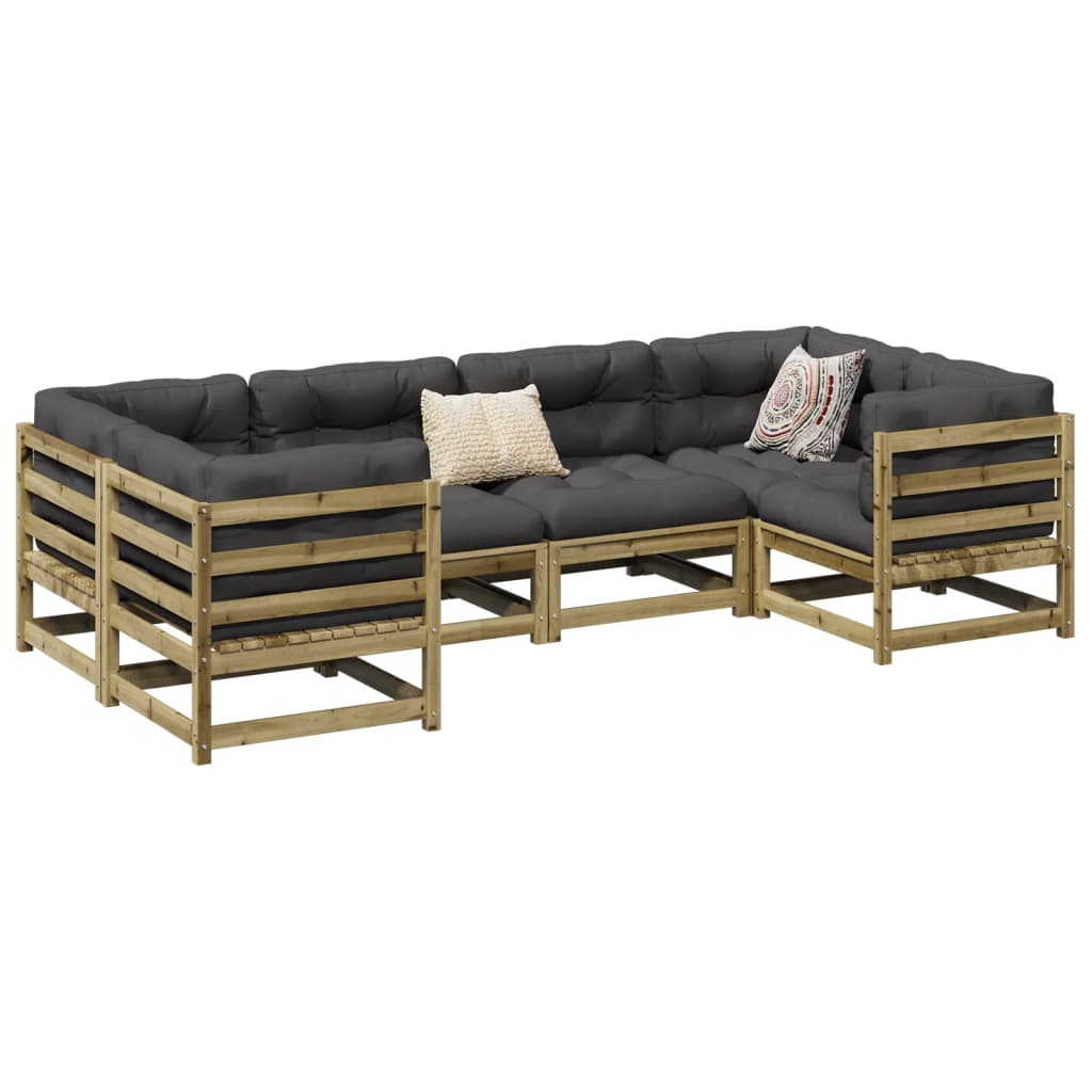Salon de jardin 6 pcs bois de pin imprégné - XIOS
