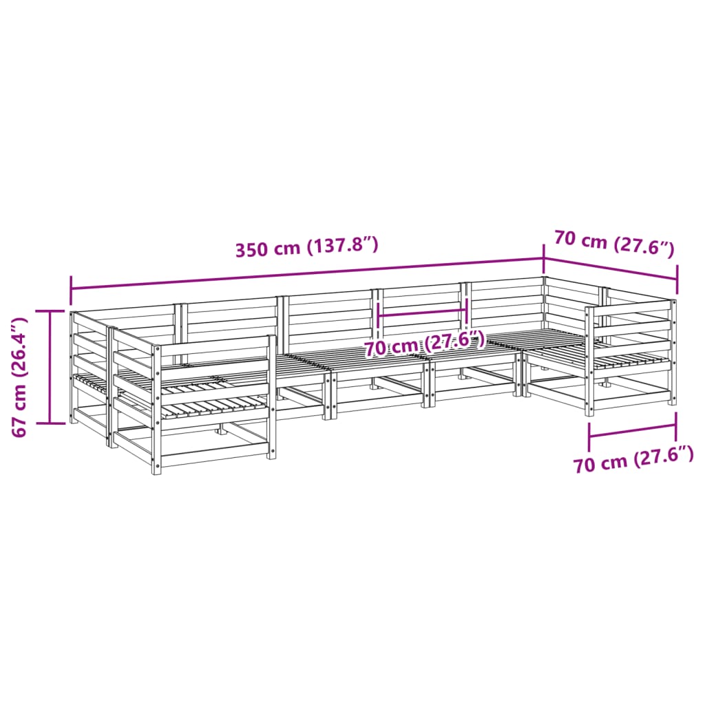 Salon de jardin 7 pcs bois massif sapin de douglas - XIOS