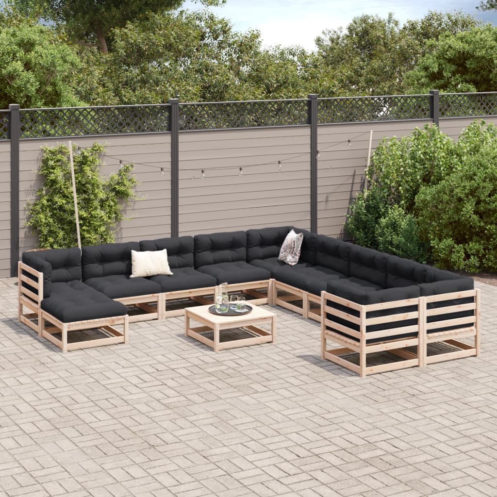 Salon de jardin 12 pcs bois de pin massif - XIOS