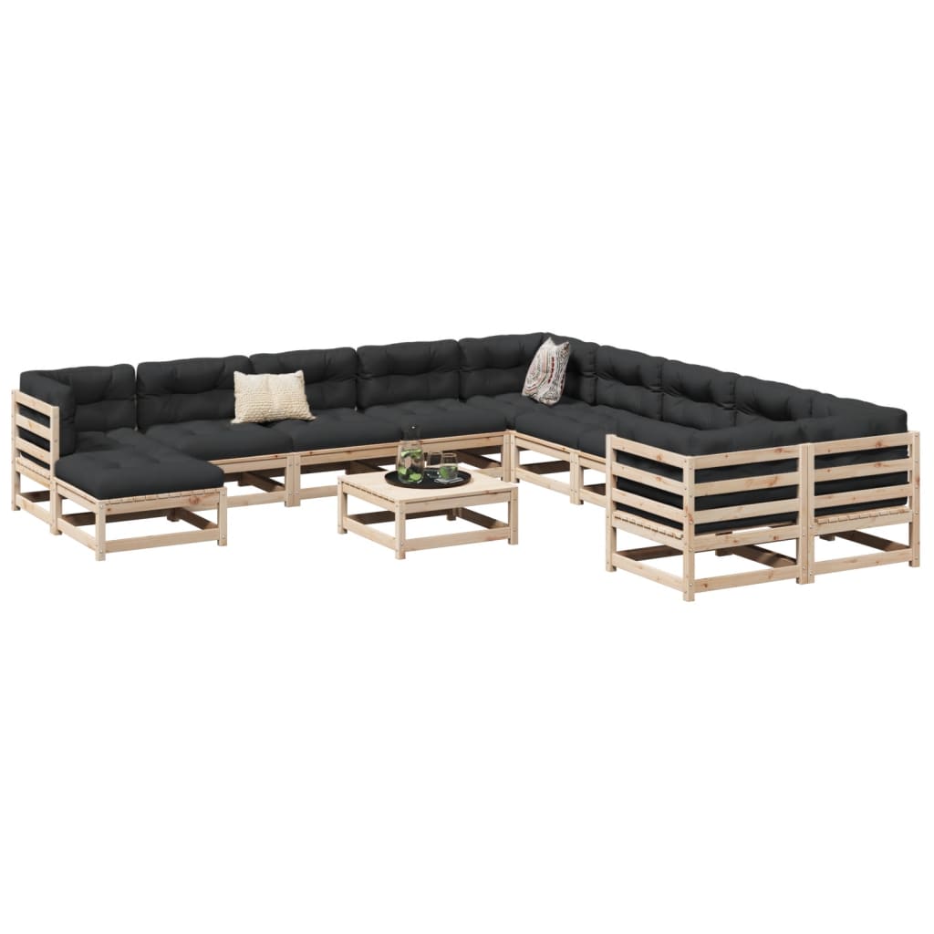 Salon de jardin 12 pcs bois de pin massif - XIOS