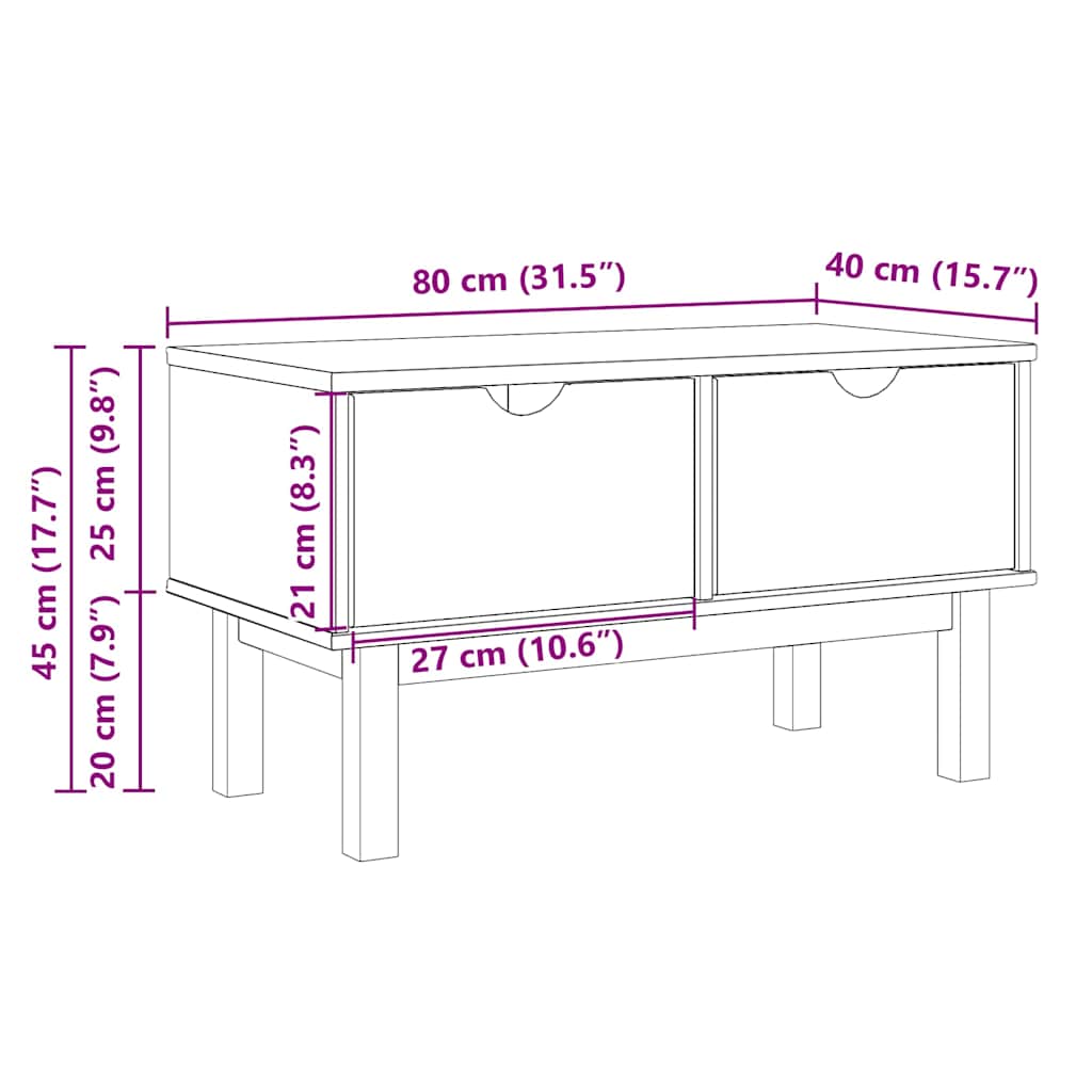 Banc de couloir OTTA 80x40x45 cm bois de pin massif - XIOS