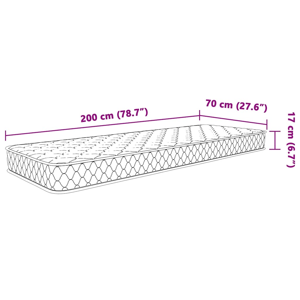 Matelas en mousse à mémoire de forme blanc 70x200x17 cm doux - XIOS