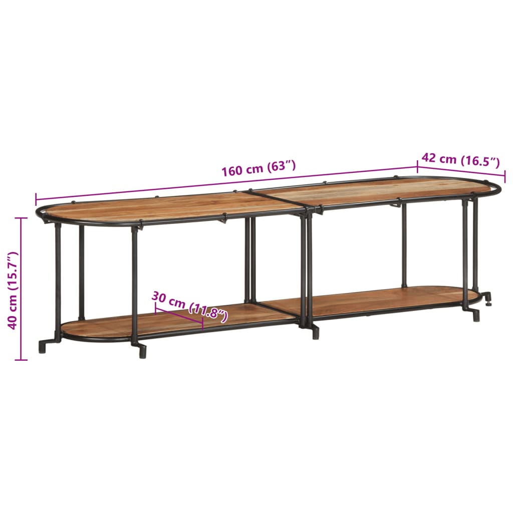 Meuble TV 160x42x40 cm bois d'acacia massif - XIOS