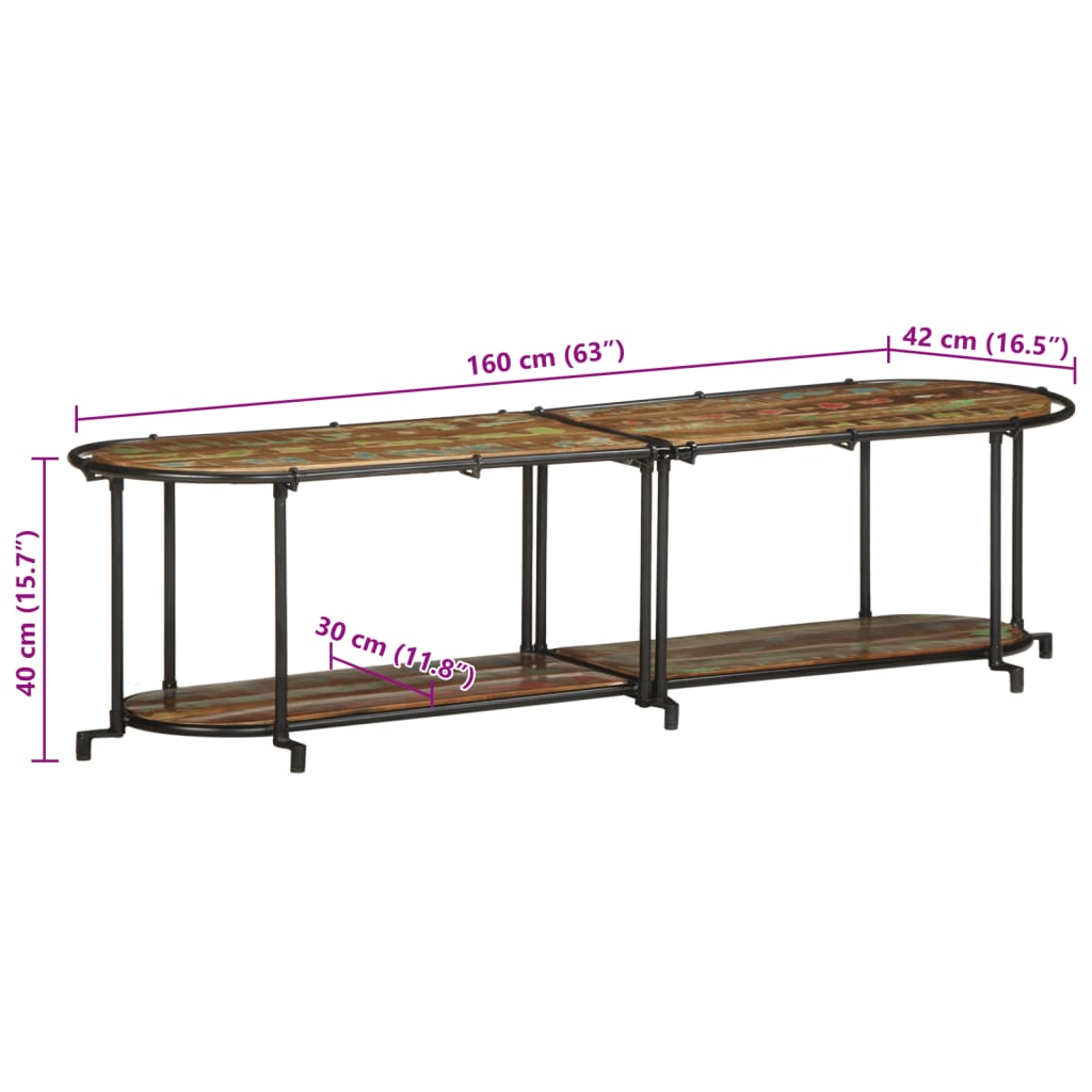 Meuble TV 160x42x40 cm bois massif de récupération - XIOS