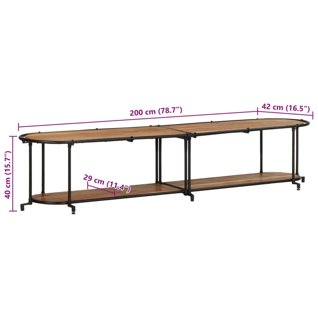 Meuble TV 200x42x40 cm bois d'acacia massif - XIOS