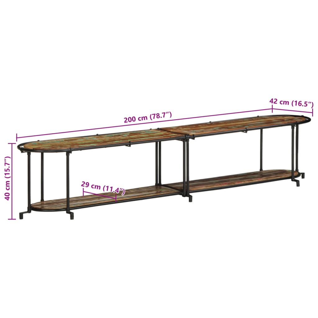 Meuble TV 200x42x40 cm Bois massif de récupération - XIOS