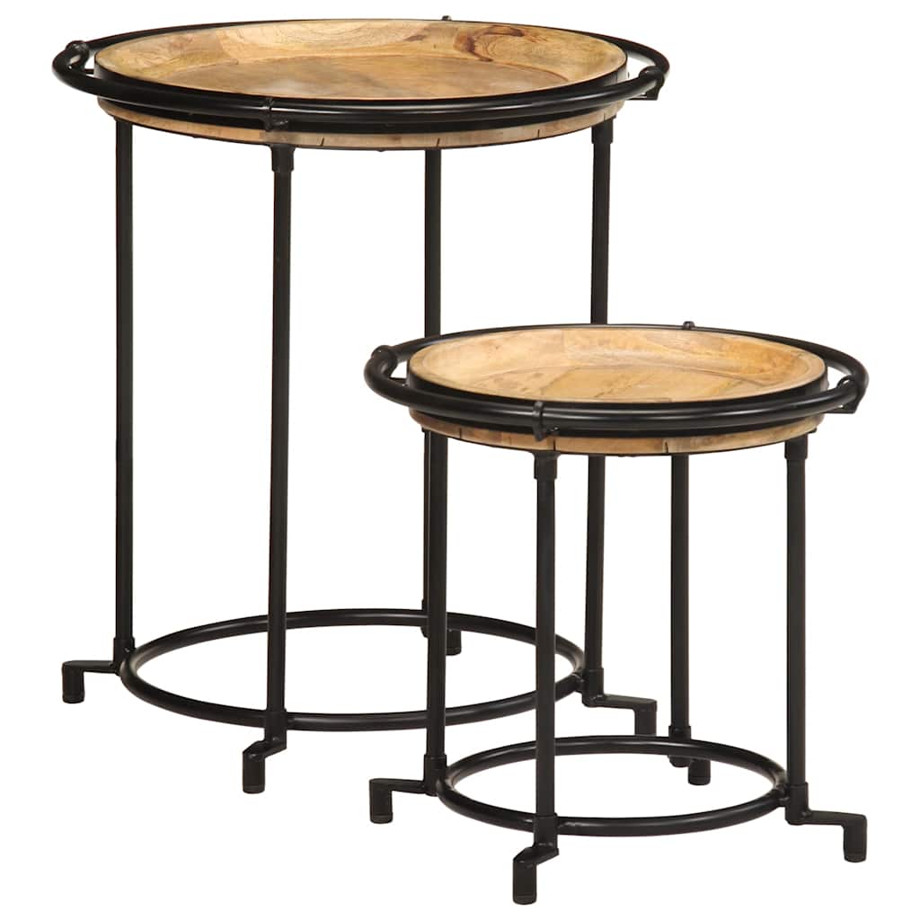 Ensemble de table d'appoint 2 pcs bois massif de manguier - XIOS