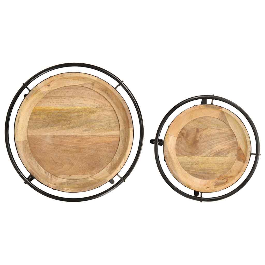 Ensemble de table d'appoint 2 pcs bois massif de manguier - XIOS