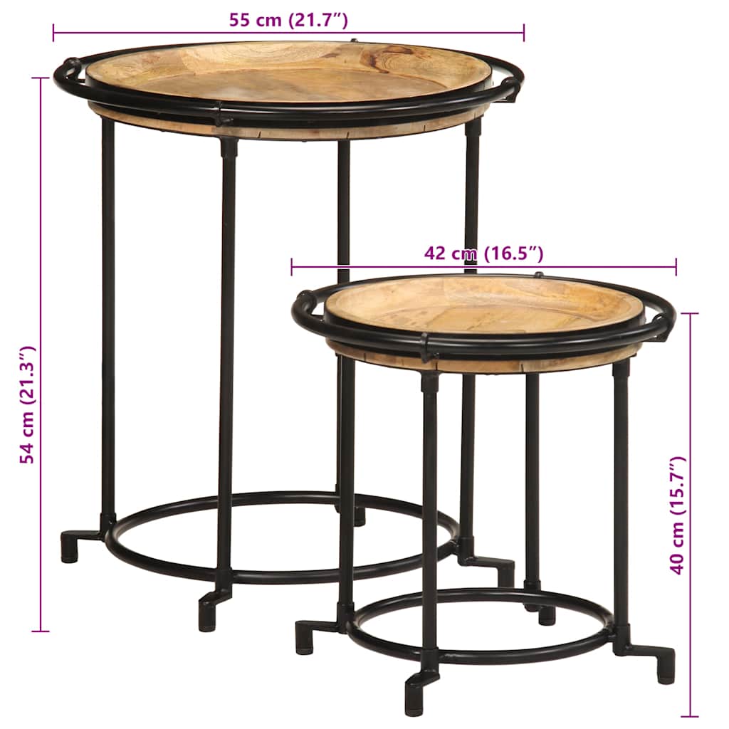 Ensemble de table d'appoint 2 pcs bois massif de manguier - XIOS