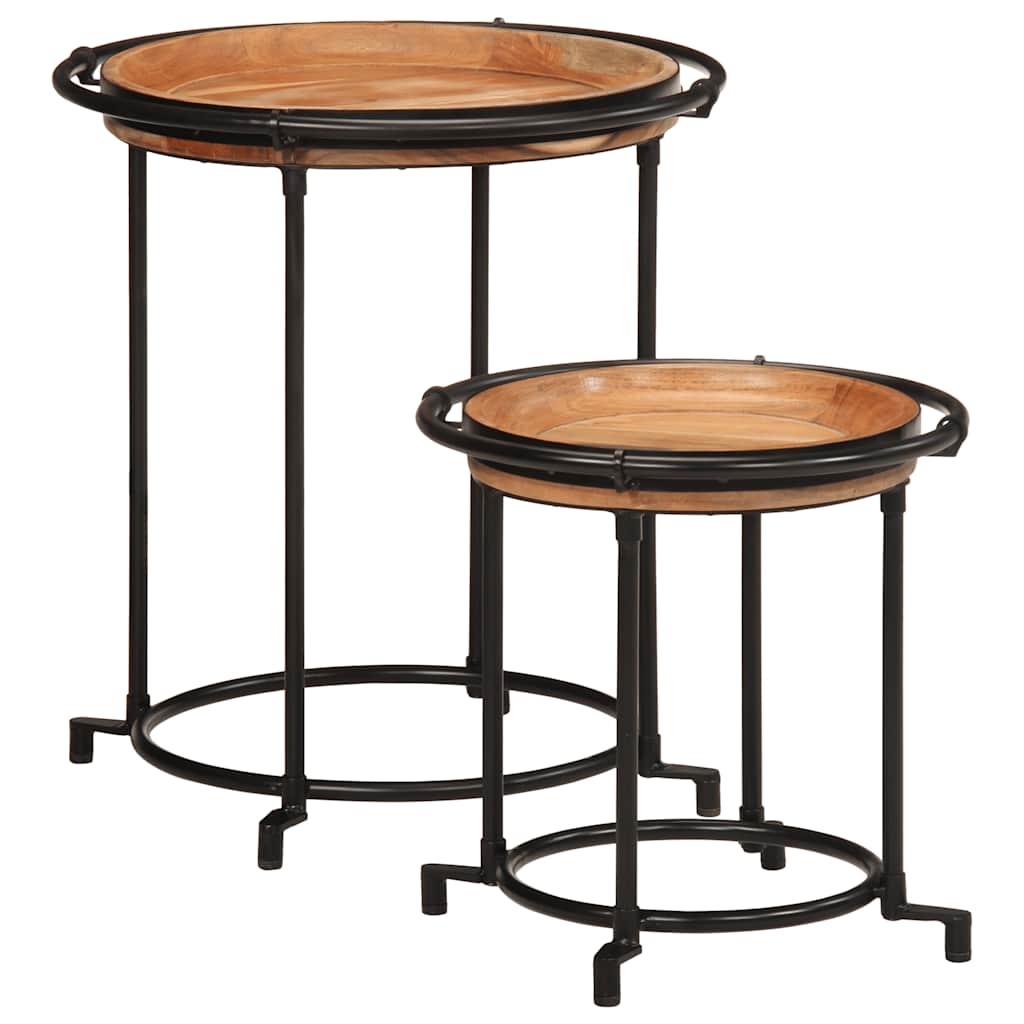 Ensemble de table d'appoint 2 pcs bois massif d'acacia - XIOS