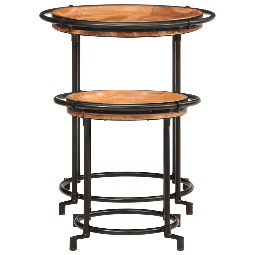 Ensemble de table d'appoint 2 pcs bois massif d'acacia - XIOS