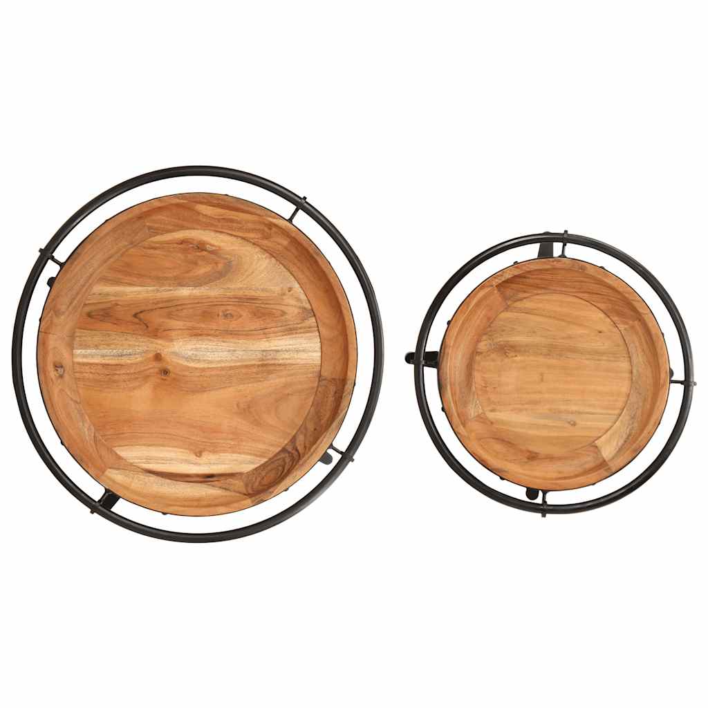 Ensemble de table d'appoint 2 pcs bois massif d'acacia - XIOS