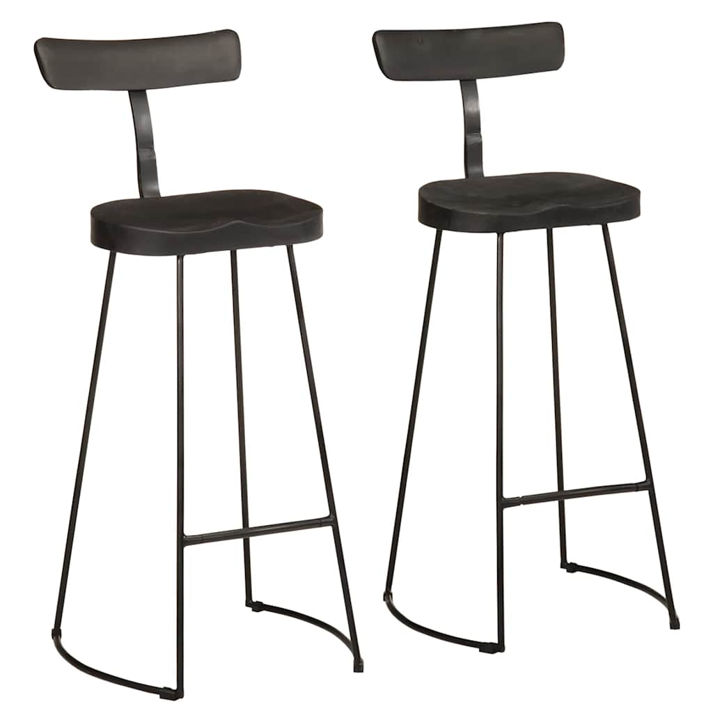 Tabourets de bar lot de 2 noir 49x43x103cm bois manguier massif - XIOS