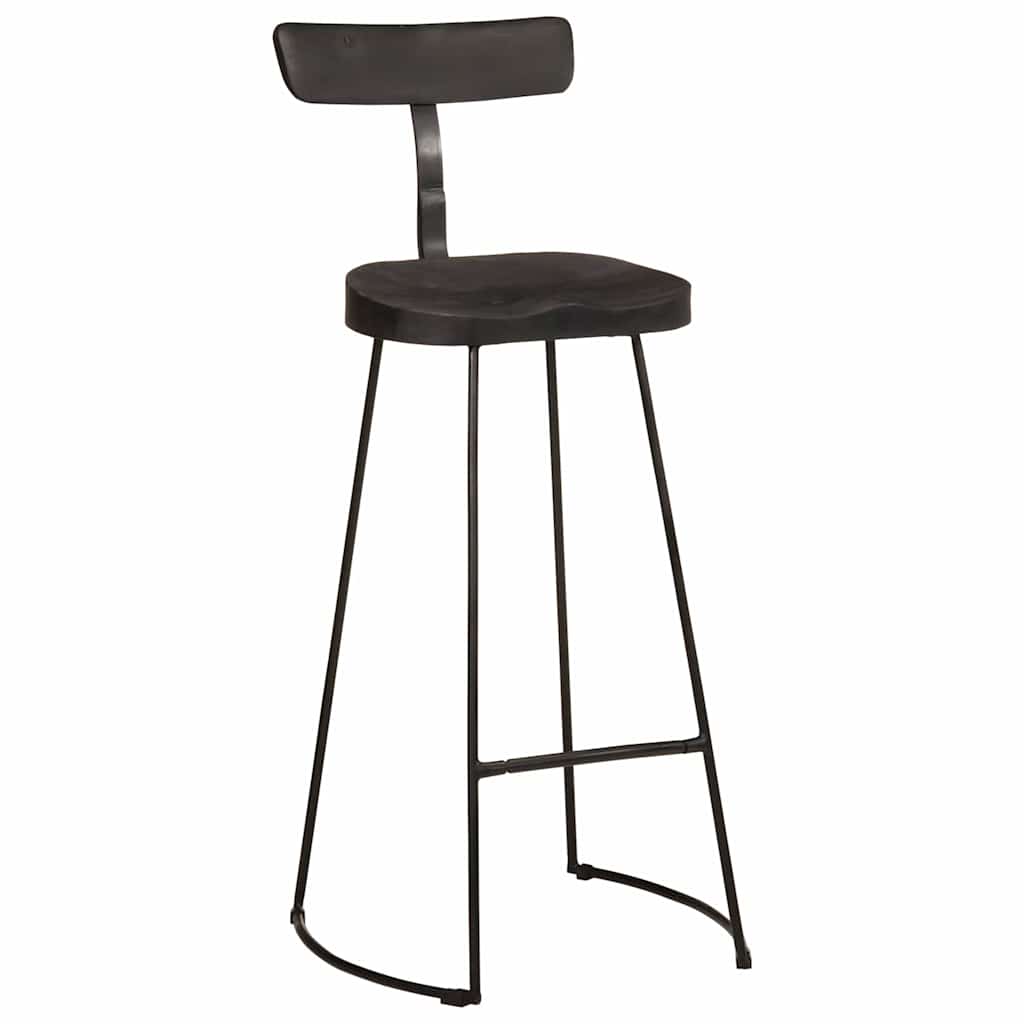 Tabourets de bar lot de 2 noir 49x43x103cm bois manguier massif - XIOS