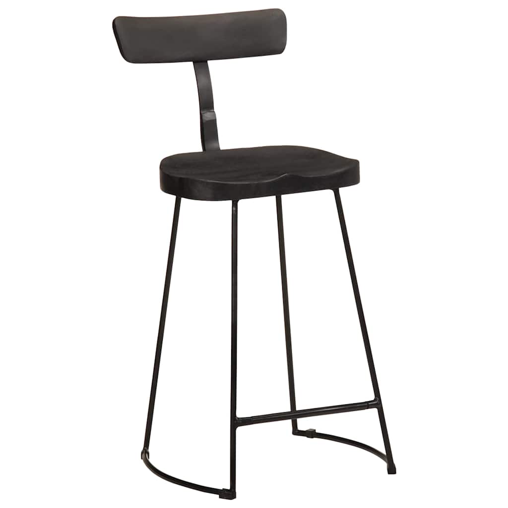 Tabourets de bar lot de 2 noir 49x43x88 cm bois manguier massif - XIOS