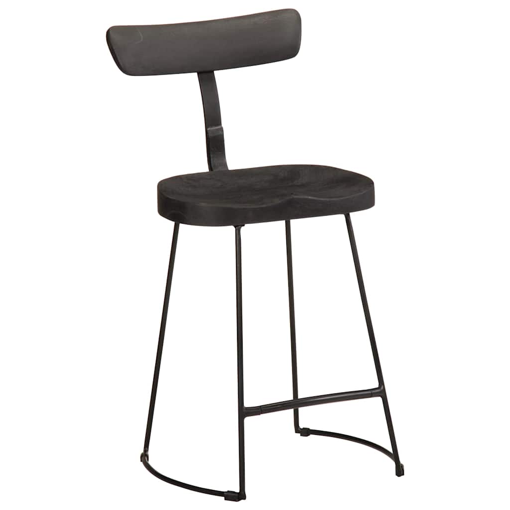 Tabourets de bar lot de 2 noir 49x43x79 cm bois manguier massif - XIOS