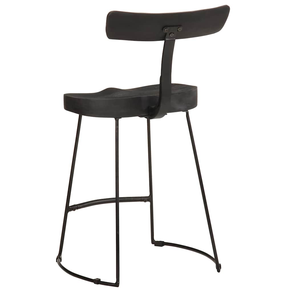 Tabourets de bar lot de 2 noir 49x43x79 cm bois manguier massif - XIOS