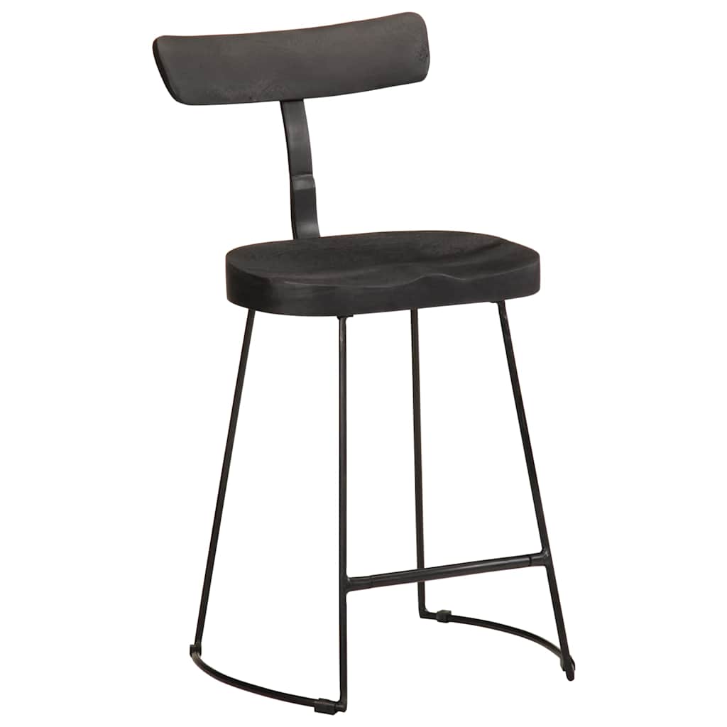 Tabourets de bar lot de 2 noir 49x43x79 cm bois manguier massif - XIOS