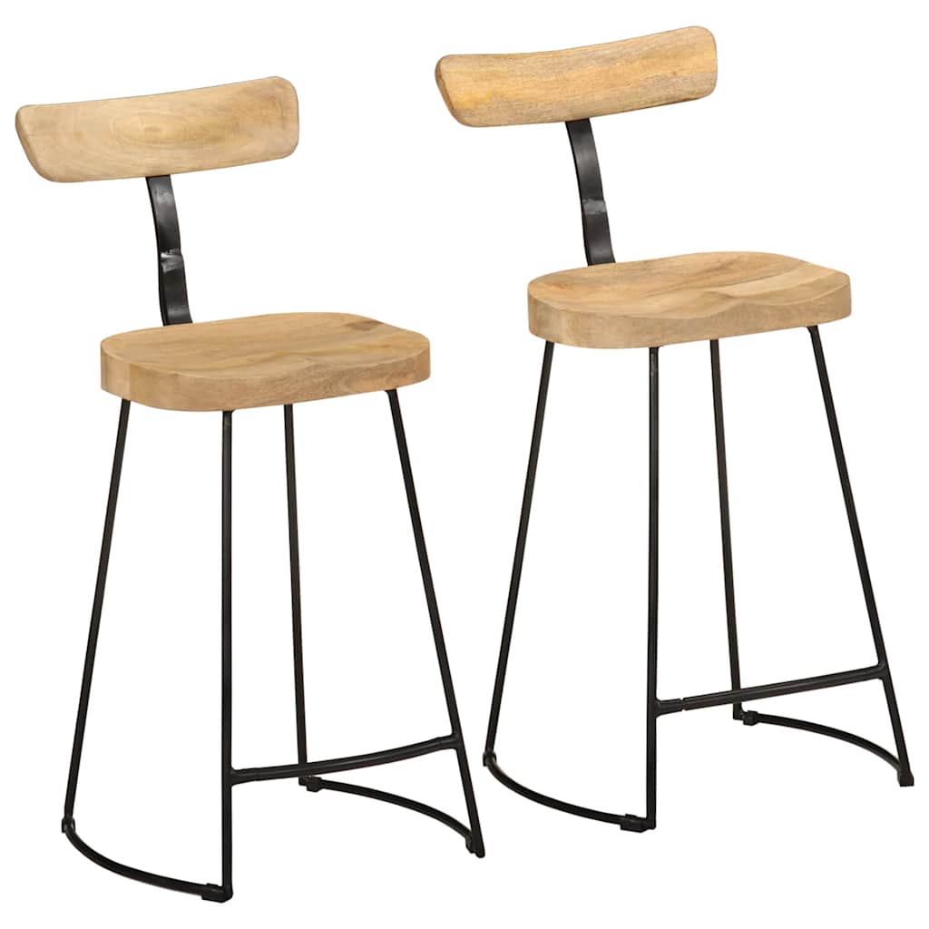 Tabourets de bar lot de 2 49x43x88 cm bois de manguier massif - XIOS