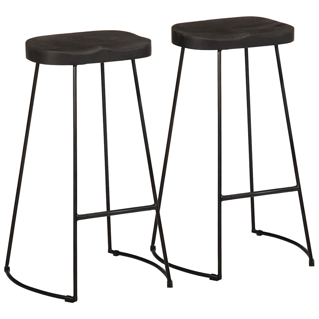 Tabourets de bar lot de 2 noir 45x40x78 cm bois manguier massif - XIOS