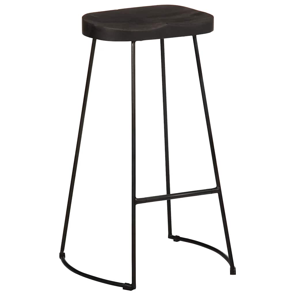 Tabourets de bar lot de 2 noir 45x40x78 cm bois manguier massif - XIOS
