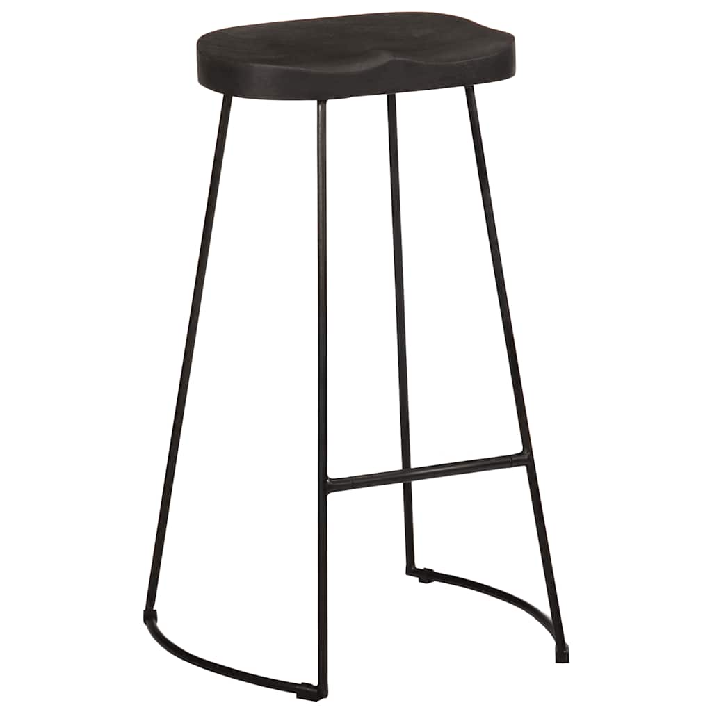 Tabourets de bar lot de 2 noir 45x40x78 cm bois manguier massif - XIOS