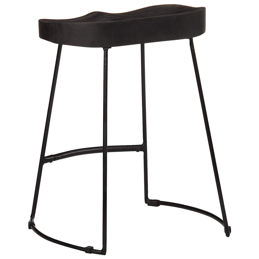 Tabourets de bar lot de 2 noir 46x38x52 cm bois manguier massif - XIOS