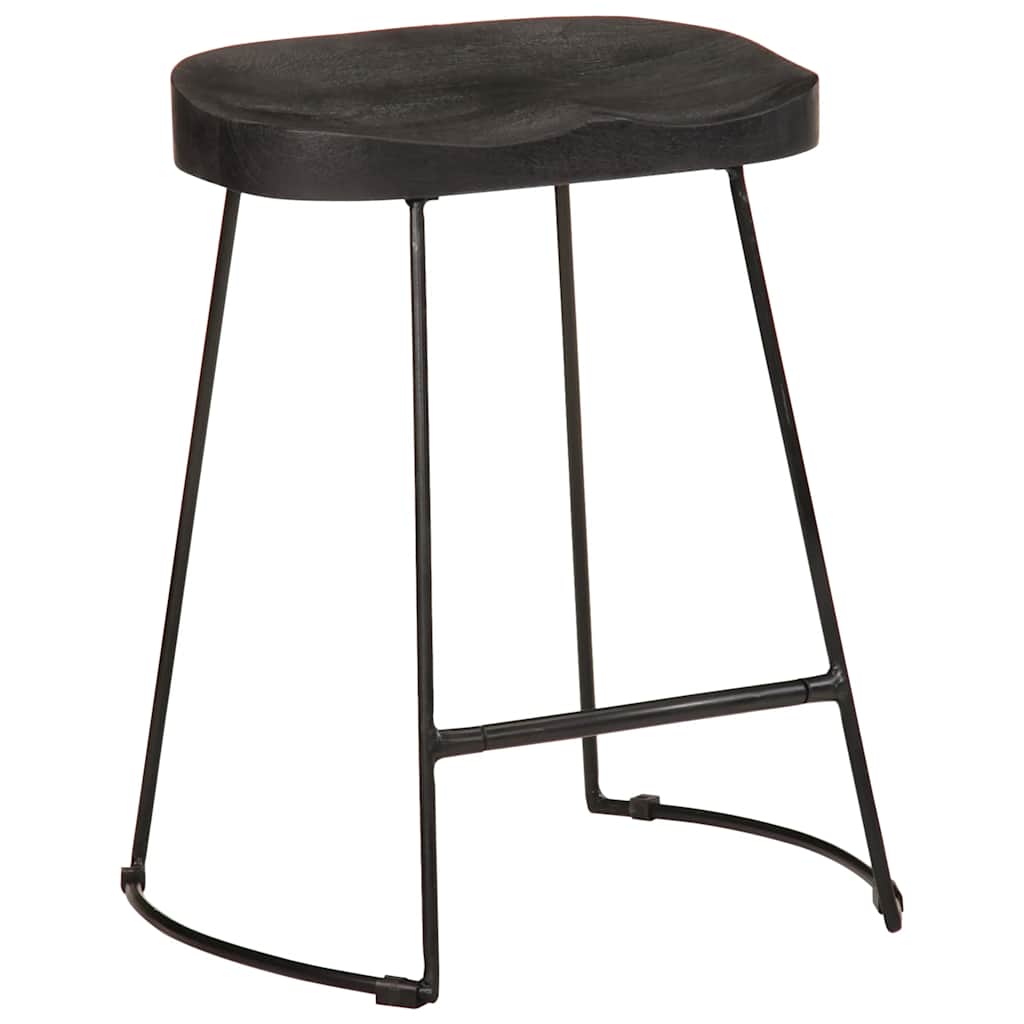 Tabourets de bar lot de 2 noir 46x38x52 cm bois manguier massif - XIOS
