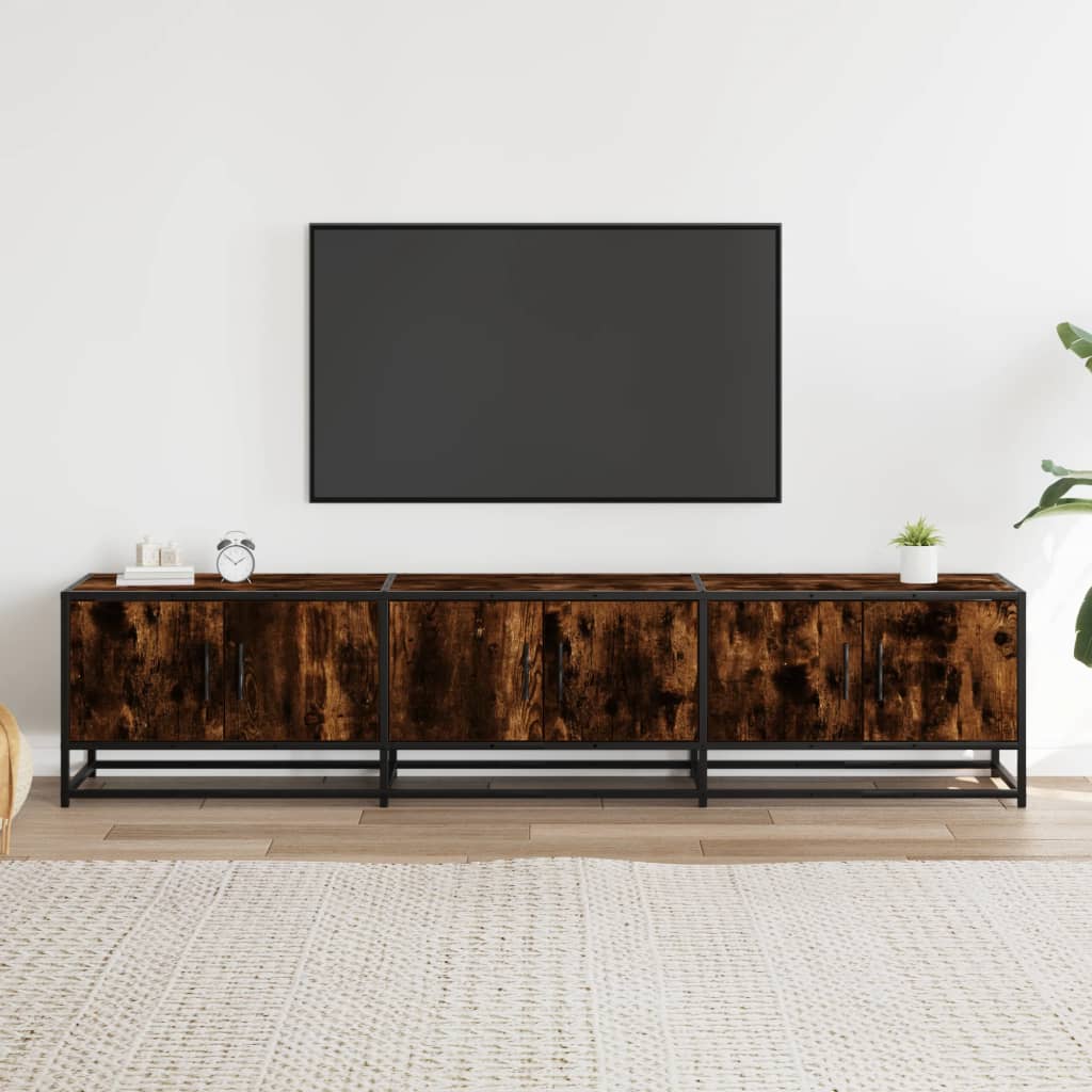 Meuble TV chêne fumé 180x35x41 cm bois d'ingénierie - XIOS
