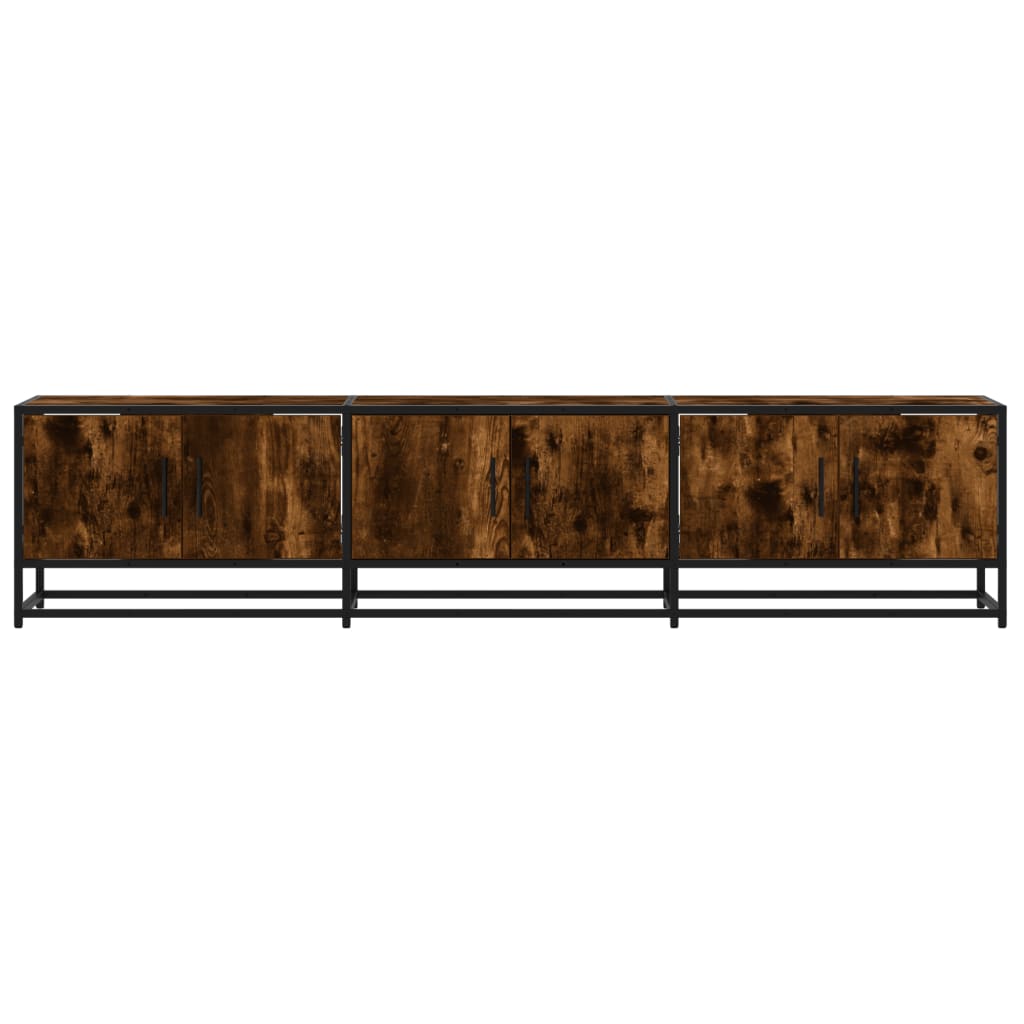 Meuble TV chêne fumé 180x35x41 cm bois d'ingénierie - XIOS