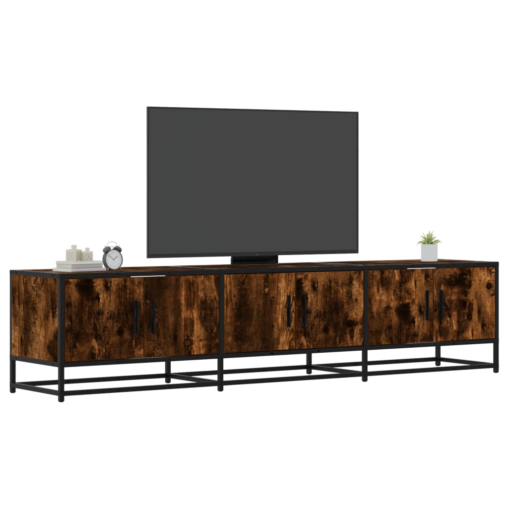 Meuble TV chêne fumé 180x35x41 cm bois d'ingénierie - XIOS