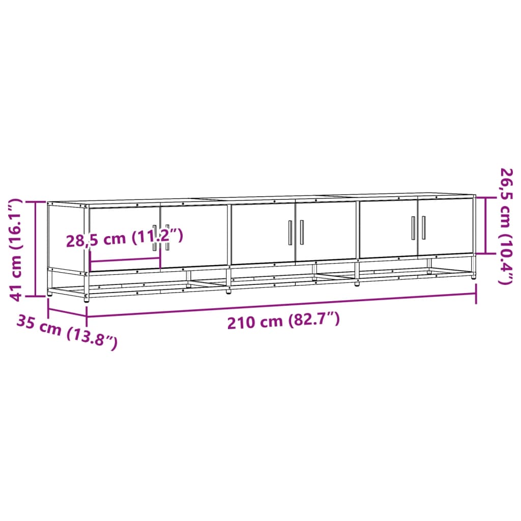 Meuble TV chêne sonoma 210x35x41 cm bois d'ingénierie - XIOS