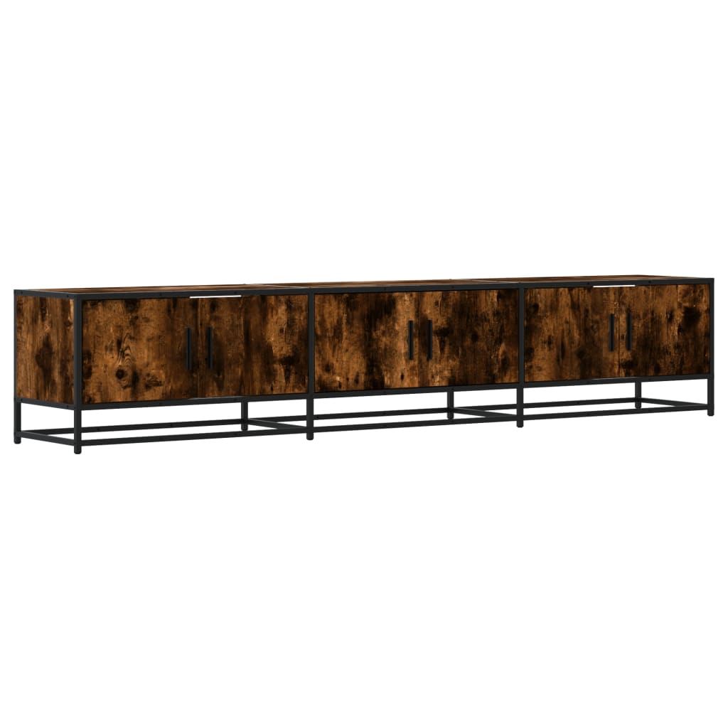 Meuble TV chêne fumé 210x35x41 cm bois d'ingénierie - XIOS