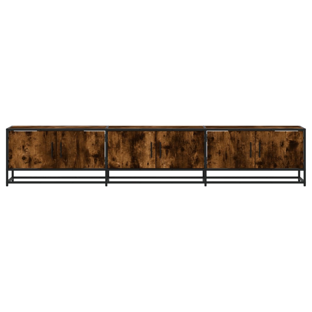 Meuble TV chêne fumé 210x35x41 cm bois d'ingénierie - XIOS