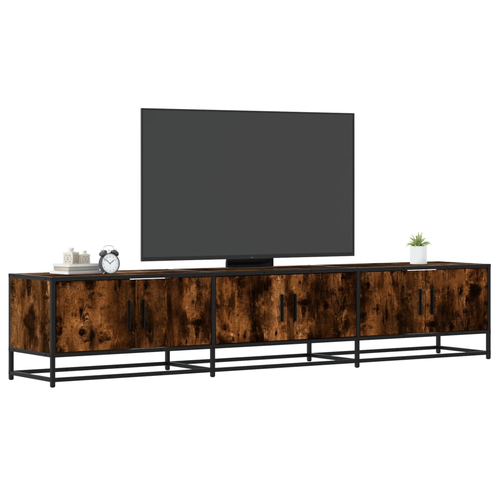 Meuble TV chêne fumé 210x35x41 cm bois d'ingénierie - XIOS