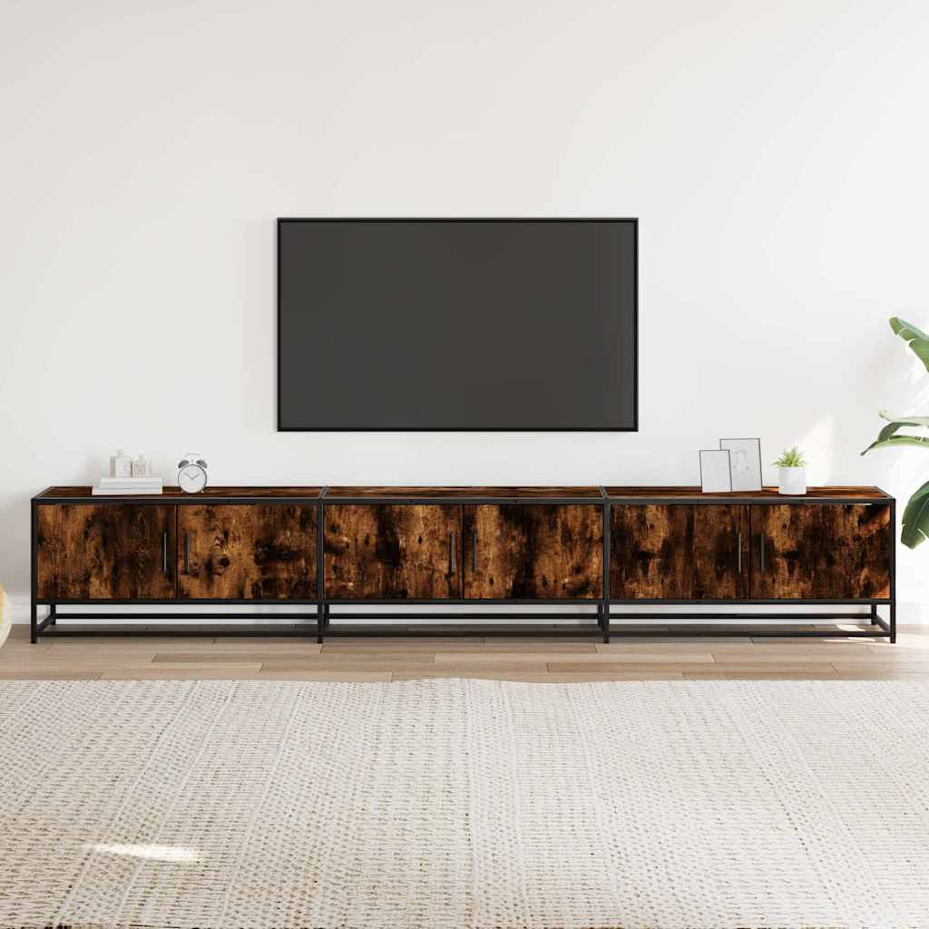 Meuble TV chêne fumé 240x35x41 cm bois d'ingénierie - XIOS