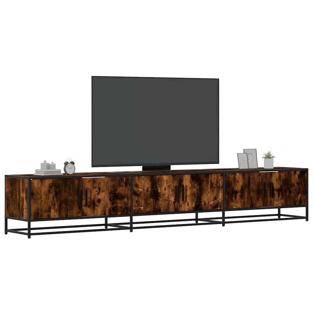 Meuble TV chêne fumé 240x35x41 cm bois d'ingénierie - XIOS