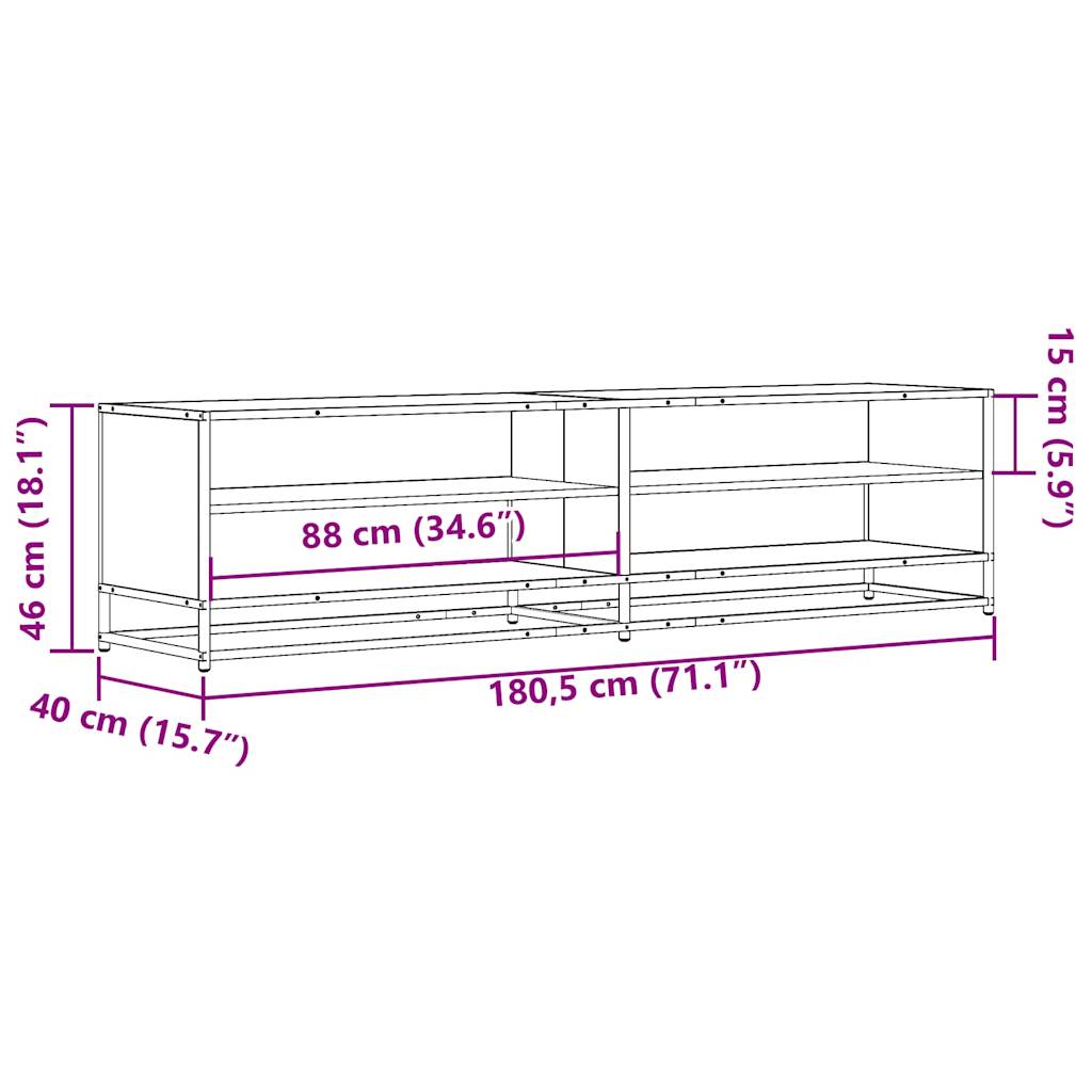 Meuble TV chêne sonoma 180,5x40x46 cm bois d'ingénierie - XIOS