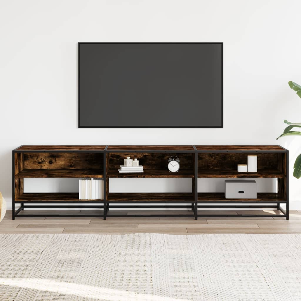 Meuble TV chêne fumé 180x40x46 cm bois d'ingénierie - XIOS