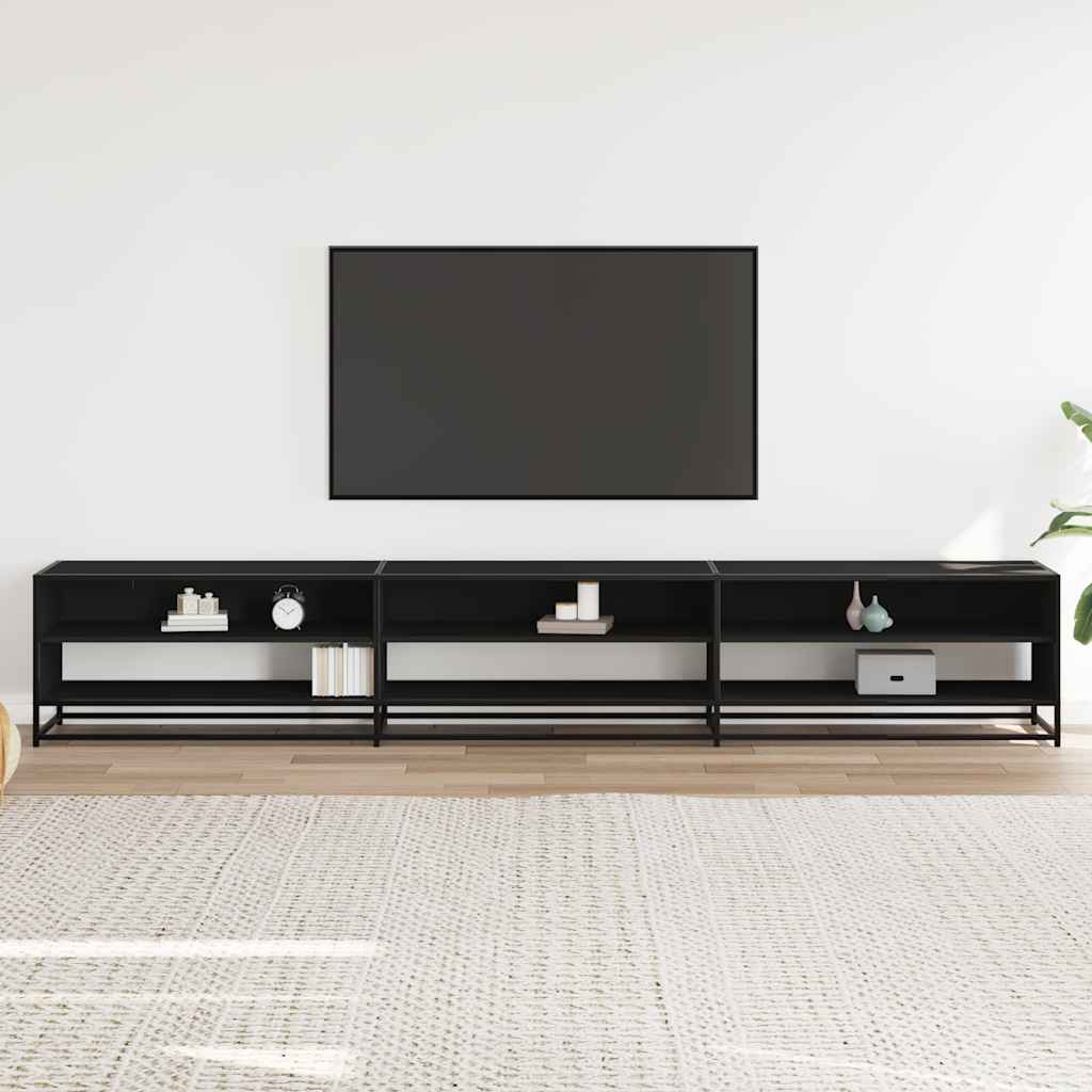 Meuble TV noir 270x40x46 cm bois d'ingénierie - XIOS