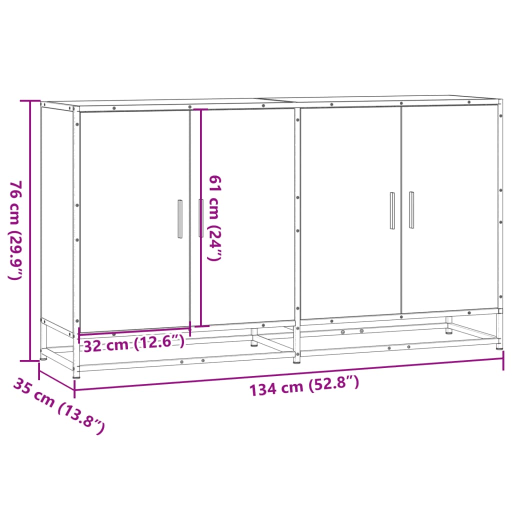 Buffet sonoma gris 134x35x76 cm bois d'ingénierie - XIOS