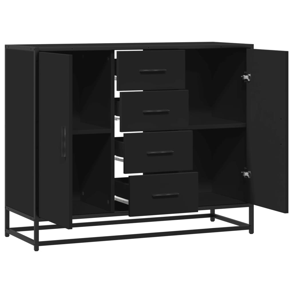 Buffet noir 92x35x76 cm bois d’ingénierie - XIOS